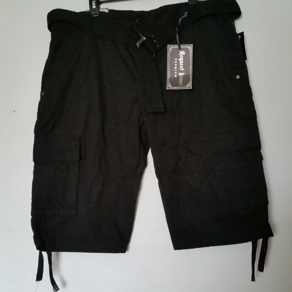 Request Jeans Premium Men's Cargo Black Shorts 40